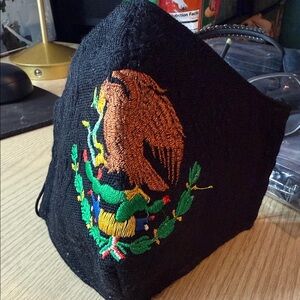 Embroidered Black Face Mask with Eagle Design